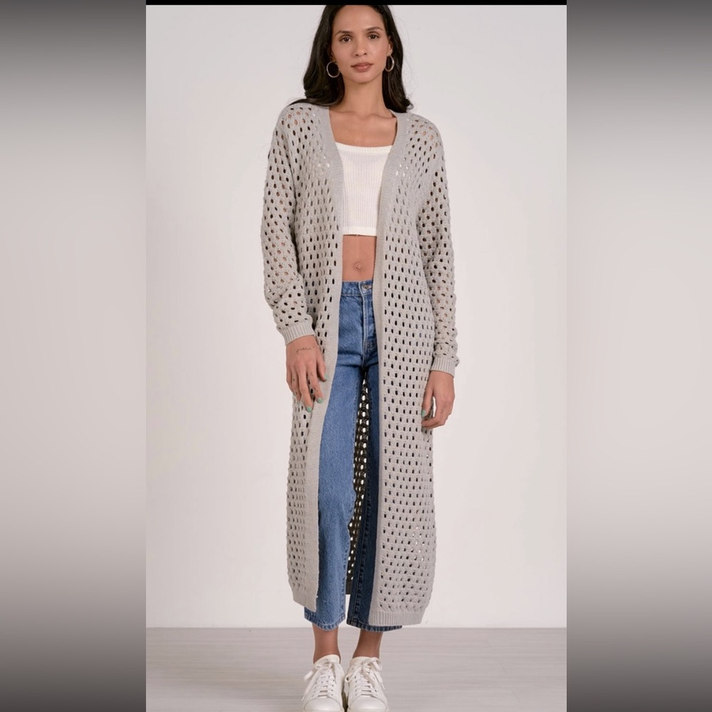 ♥️ Elan open knit cardigan in Grey NWT